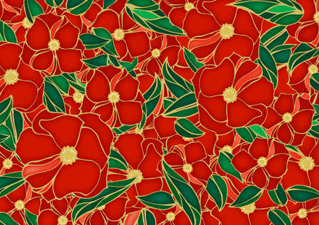 Japanese-style background material with a rose motif