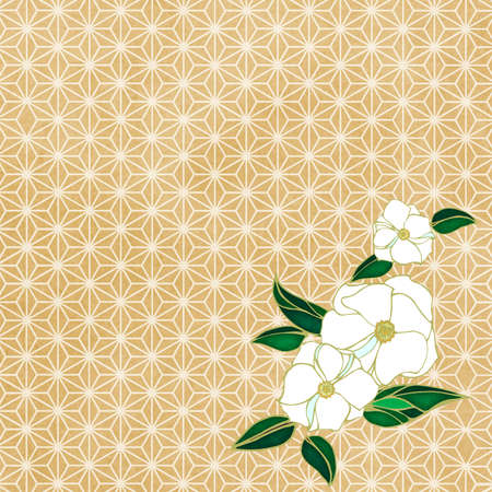 Japanese-style background material with a rose motifの写真素材