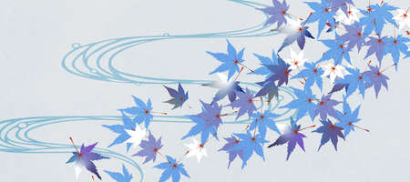 Japanese-style background material designed with autumn leaves in cold colors