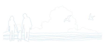 Background material of the image of the family by the seasonの写真素材