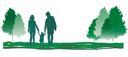 Background material of the image of the family by the seasonの写真素材