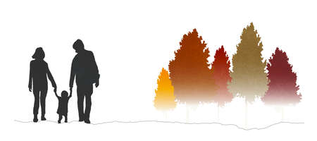 Background material of the image of the family by the seasonの写真素材