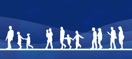 Design parts of the silhouette of a walking family or couple
