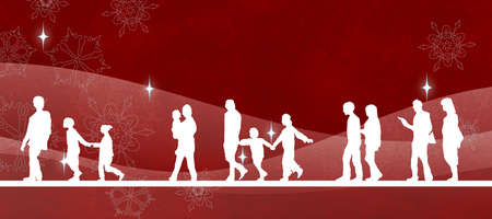 Design parts of the silhouette of a walking family or coupleの写真素材