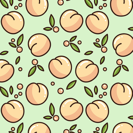 Cute peach pattern. Vector pattern isolated on white background. Print design for textile, posters, greeting cards, cases etc.のイラスト素材