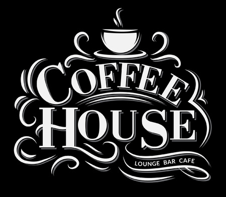 Coffee house Logo with grunge effect. Retro coffee logo. Vector illustrationのイラスト素材