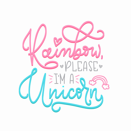 rainbow please. Modern calligraphy isolated on white background. Modern lettering art for poster, greeting card, t-shirt.のイラスト素材