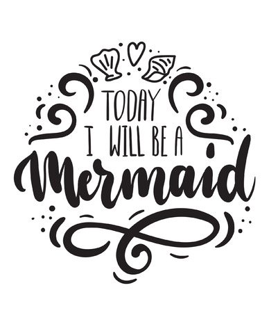 Today i will be a Mermaid card with hand drawn sea elements and lettering. Calligraphy summer quote with seashells, hearts and pearls. Summer print for invitations, posters, t-shirts, phone case etc.のイラスト素材