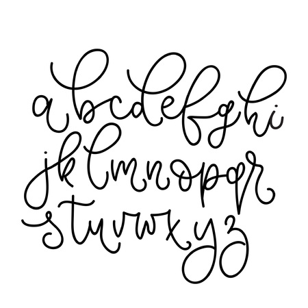 Lettering vector lowercase font aphabet. Exclusive Calligraphy Rounded shape Letters. Hand drawn Typography for Logo, Poster, Invitation, etc.のイラスト素材