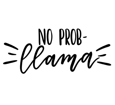 Llama vector quote with doodles. No prob llama motivational and inspirational quote.のイラスト素材