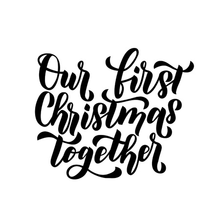 Our first christmas together inscription minimalist greeting cardのイラスト素材