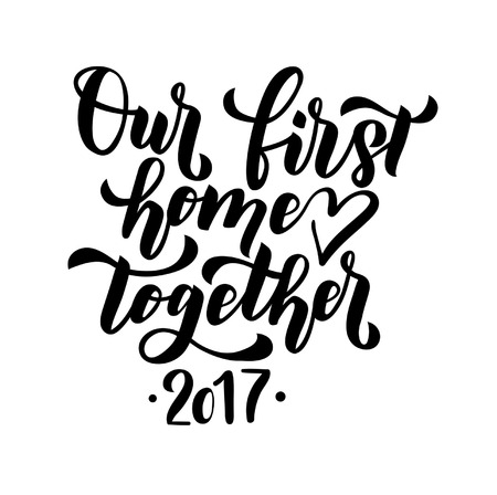 Our first home together merry christmas and happy new year greeting card minimalistic cardのイラスト素材