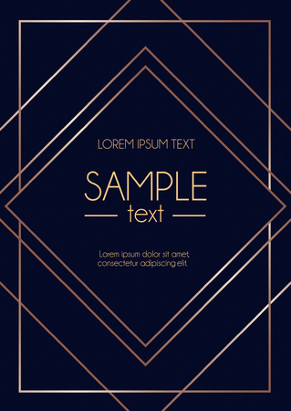 Geometric rose gold design template. Modern design for wedding invitation, greeting card, anniversary. Trandy violet background with geometric rose gold lines. Vector illustrationのイラスト素材