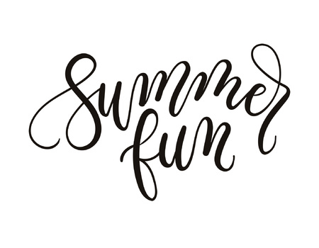 Summer fun inspirational lettering inscription isolated on white background. Summer card with hand drawn calligraphy for party invitation, greeting cards, textile.のイラスト素材