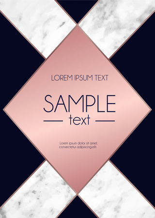 Absctract background with marble texture, pink colors and rose gold geometric lines. Modern design template for invitation, wedding, greeting card, motivational poster etc. Vector illustrationのイラスト素材