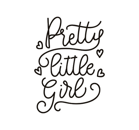Pretty little girl inspirational lettering Vector poster. Cute lettering for little girl isolated on white background. Print for poster, card.のイラスト素材