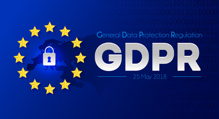General Data Protection Regulation - GDPR. Vector illustration with EU map, flag and binary code. Vector illustrationのイラスト素材