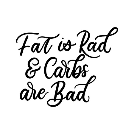 Fat is rad and carbs are bad inspiational lettering quote isolated on white background.
Powered by bacon keto inspirational quote with lettering and bacon slices isolated on white backhround. Vector illustrationのイラスト素材