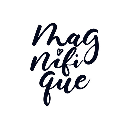 Inspirational lettering quote in french means in English "magnificent": "magnifique". Motivational poster design.のイラスト素材