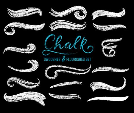 Set of Chalk flourishes and swooshes for chalkboards, menu, prints etc. Vector illustrationのイラスト素材