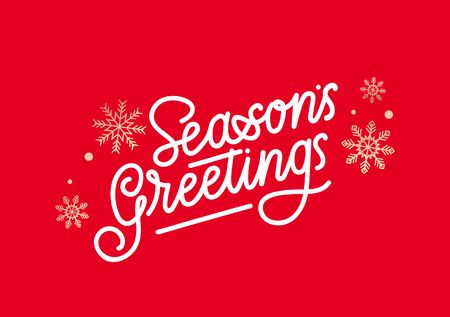 Season's greetings greeting card with lettering and golden snowflakes.ï»¿のイラスト素材
