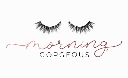 Morning gorgeous poster or print design with lettering and lashes. Luxury design for inspirational posters or greeting cards. Vector lettering card.のイラスト素材
