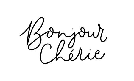 Hello sweetheart - Bonjour cherie inspirational lettering card in french. Vector inscription for prints, cards, posters, textile etc. Love quote.のイラスト素材