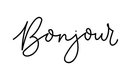 Bonjour - Hello lettering card in french. Inspirational inscription in french. Vector lettering cardのイラスト素材