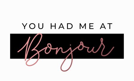 You had me at Bonjour lettering card in french. Inspirational inscription in french. Vector lettering cardのイラスト素材