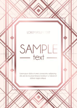 Geometric design template in blush pink color vector illustration. Invitation card with various geometric lines on white background flat style concept. Place for textのイラスト素材