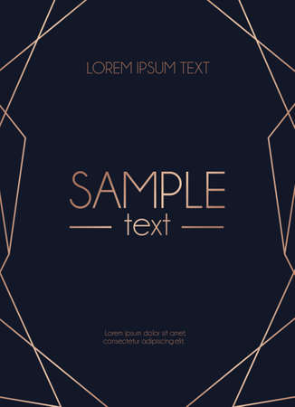 Luxury vector background with abstract rose gold lines and navy blue. Elegant template for wedding, invitation, birthday, greeting card, banner or social networks. Vector illustrationのイラスト素材
