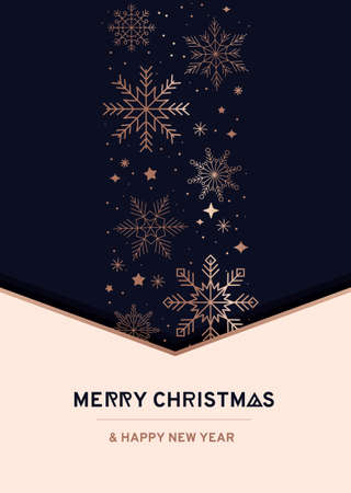 Merry Christmas and Happy new year greeting card with linear icons.Luxury and Elegant concept for social networks, banner, invitation, mobile, greeting cards etc. Vector illustrationのイラスト素材