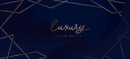 Luxury background with abstract golden lines, blue background. Elegant concept for social networks, banner, invitation, mobile, greeting cards etc. Vector illustrationのイラスト素材