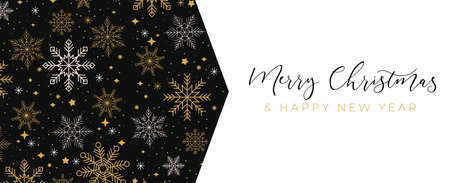 Luxury Christmas background with linear snowflakes. Merry Christmas card. Elegant concept for social networks, banner, invitation, mobile, greeting cards etc. Vector illustrationのイラスト素材