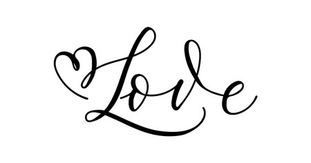 Love inspirational lettering banner with swashes. Modern calligraphy Motivational design template.Hand Drawn brush design for invitations, prints, poster or greeting card. Vector illustrationのイラスト素材