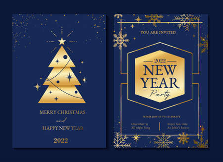 Merry Christmas typography greeting card set. Luxury New Year backgrounds for social media, banner, invitation with linear snowflakes, lettering, Christmas tree. Trendy Xmas design vector illustration.のイラスト素材