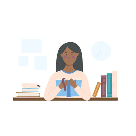 Read more books concept cartoon vector illustration isolated on white background. Girl holding and reading a book. Trendy design concept for education, student, school, online courses, personal growthのイラスト素材