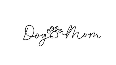 Dog Mom hand drawn lettering design with paw print in continuous line style. Funny lettering dog quote for T shirt, print, poster. Pet Mom life inspirational typography concept. Vector illustrationのイラスト素材