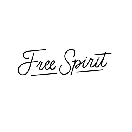 Free spirit motivational hand drawn vector illustration. Inspirational retro lettering concept. Self love and happiness typography design concept isolated on white background.のイラスト素材