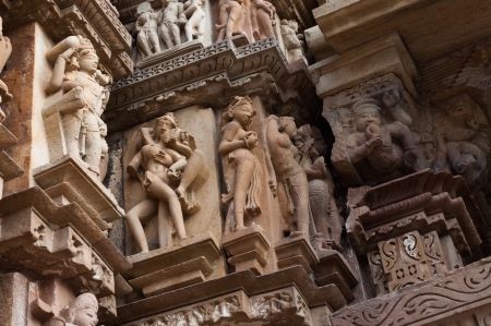 sculptures at Vishvanatha Temple, Western temples of Khajuraho, Madhya Pradesh, India. の写真素材