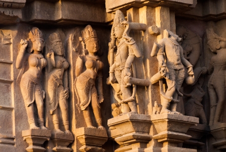 Apsaras and Surasundaris, Sculptors of Eastern Temples of Khanjuraho, dedicated to Lord Shiva, Madhya Pradesh, India. の写真素材