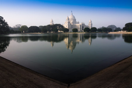 Victoria Memorial, Kolkata , India - reflection on water  A Historical Monument of Indian Architecture  It was built between 1906 and 1921 to commemorate Queen Victoriaのeditorial素材