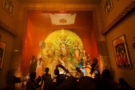 KOLKATA , INDIA - OCTOBER 11, 2013   Durga Puja festival celebration  It is the biggest religious...