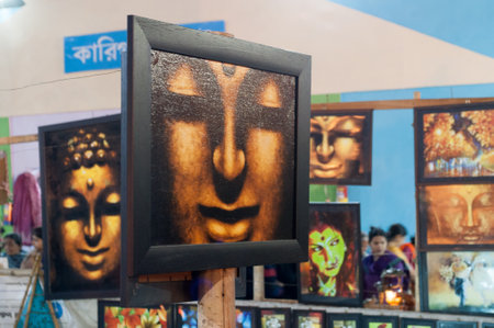 KOLKATA, WEST BENGAL , INDIA - DECEMBER 14TH 2013   Artworks of handicraft, on display during the Handicraft Fair in Kolkata - the biggest handicrafts fair in Asia のeditorial素材