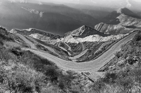 Beautiful Curvy roads on Old Silk Route, Silk trading route between China and India, Sikkim
