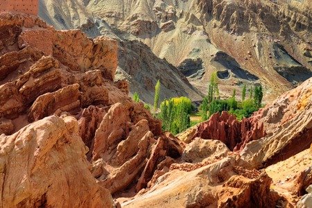 Ancient ruins at Basgo Monastery, Leh ladakh landscape, Jammu and Kashmir, Indiaの写真素材