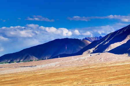 Brown colourful rocks and stones - painting look formation , mountains , ladakh landscape Leh, Jammu  Kashmir, Indiaの写真素材