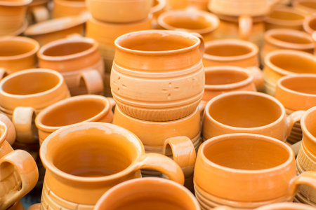 KOLKATA, WEST BENGAL , INDIA - NOVEMBER 28TH 2015 : terracotta pots, artworks of handicraft, on display during Handicraft Fair in Kolkata - the biggest handicrafts fair in Asia.のeditorial素材