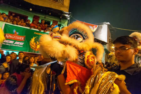 KOLKATA, WEST BENGAL , INDIA - FEBRUARY 7TH 2016: Celebration of Chinese new year at China Town ,...