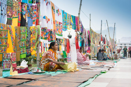 Handicrafts on display during the Handicraft Fair in Kolkata , earlier Calcutta, West Bengal, India. It is the biggest handicrafts fair in Asia.のeditorial素材
